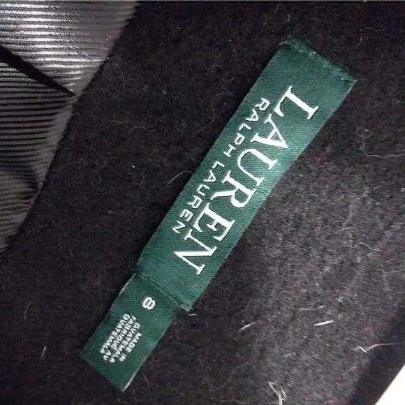 NWT@$340! LAUREN BY RALPH LAUREN! BLACK WOOL BLEND DOUBLE BREAST OVERCOAT! SZ 8 - Picture 11 of 16